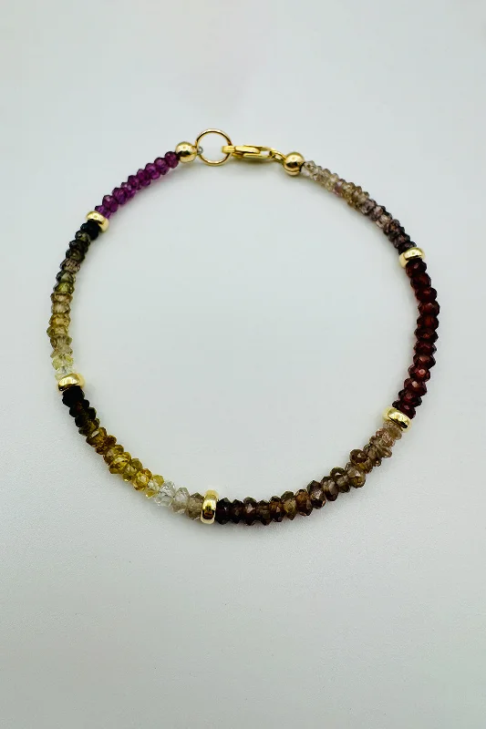 cuff bangles for women -TUNDRA FACETED SAPPHIRE BRACELET WITH GOLD BEADS