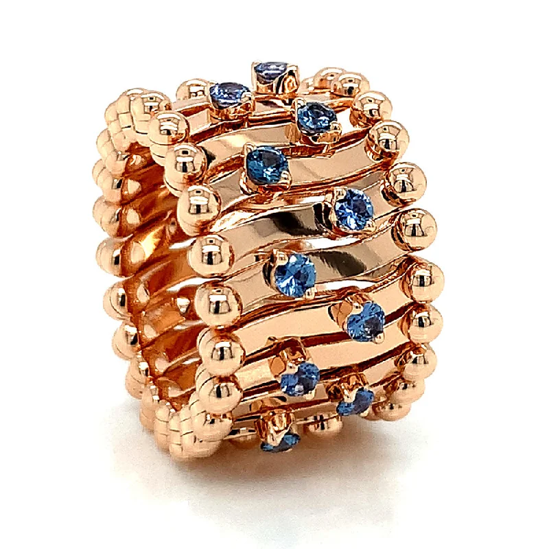 hammered bangles for women -Montana Yogo Sapphire & 18K Rose Gold Brevetto Ring-to-Bracelet