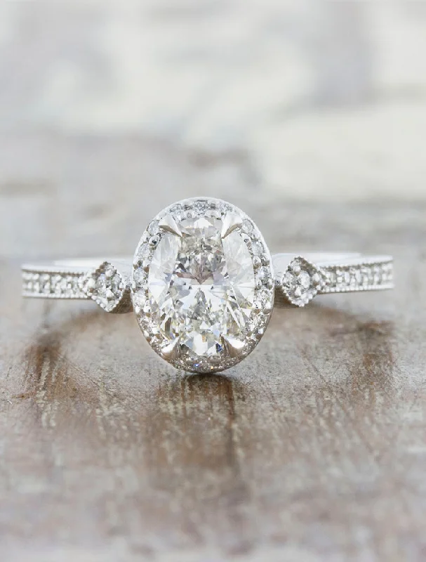 oval halo engagement rings for women -Agatha