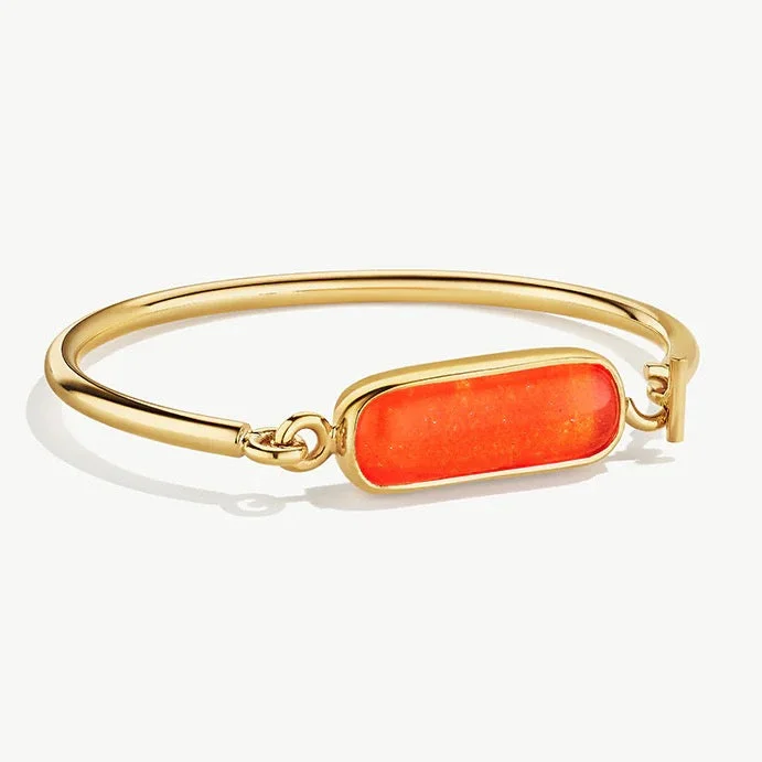 opal bracelets for women -Sophisticated Gold Umbo Link Cuff Bracelet - Orange