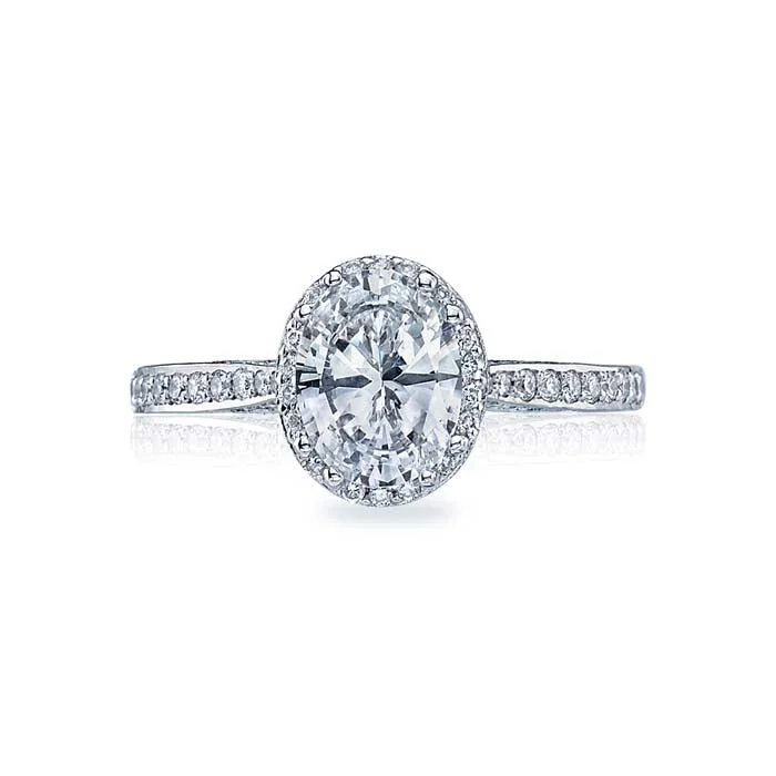 handcrafted gold engagement rings for women -Tacori Dantela Engagement Ring Semi Mount in 18K White Gold with Diamonds