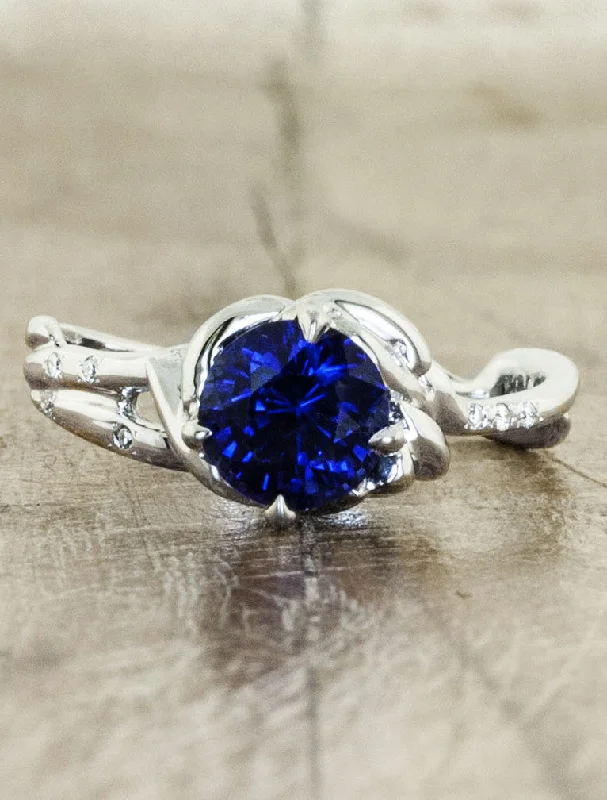 double band engagement rings for women -Daya - Sapphire