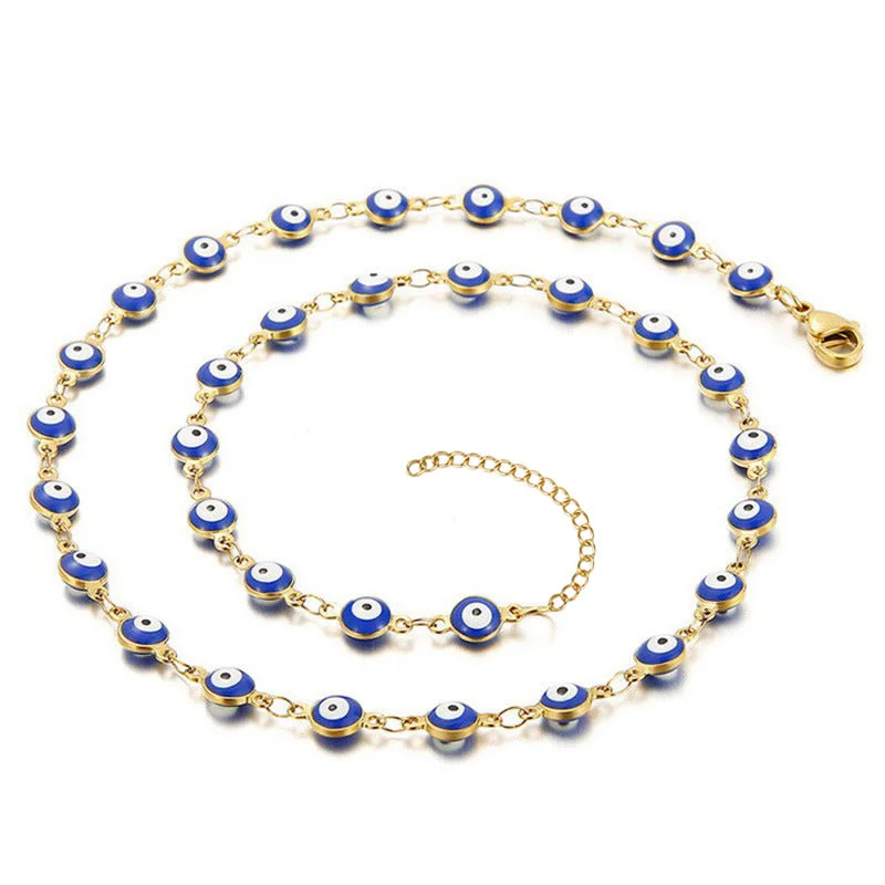 Necklace round Eye Beads Blue