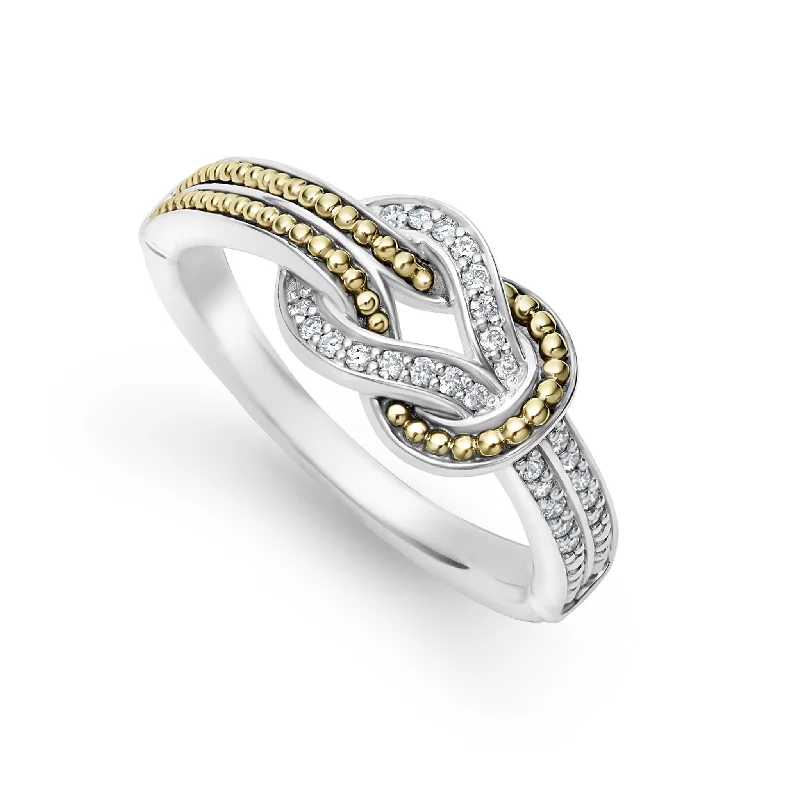 round engagement rings for women -Newport Two-Tone Knot Diamond Ring