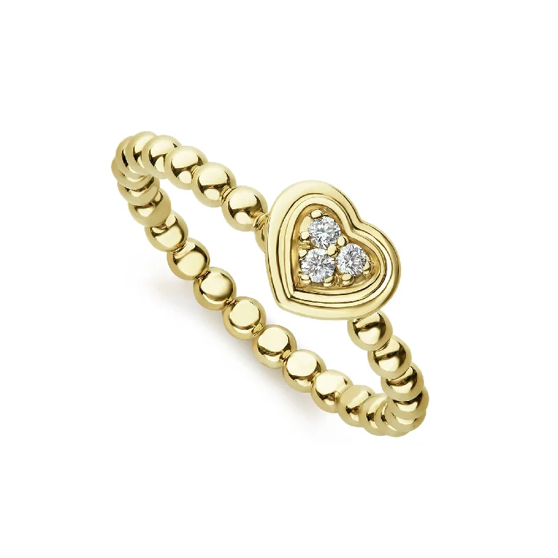 two tone engagement rings for women -Caviar Gold 18K Gold Heart Diamond Ring