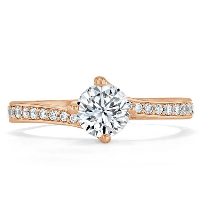 pear halo engagement rings for women -Round Cut Moissanite Twist Engagement Ring, Classic Style