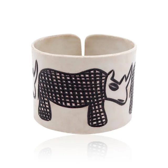 silver bangle bracelets for women -Hand Carved Himba Bracelet from Namibia - Black Rhino