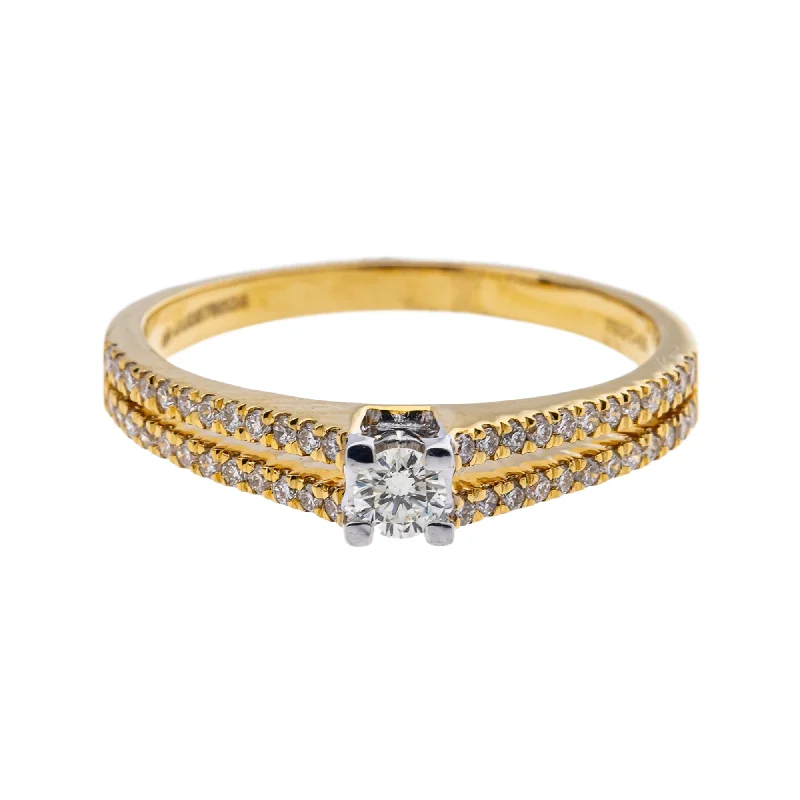 dainty engagement rings for women -18K Multi-Tone Gold & 0.33 Carat Diamond Ring in Size 6.5 (2.94gm)