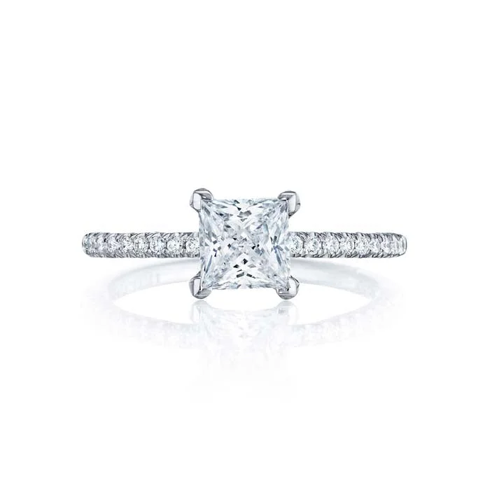 art nouveau engagement rings for women -Tacori Petite Crescent Collection Engagement Ring Semi Mount 18K White Gold with Diamonds