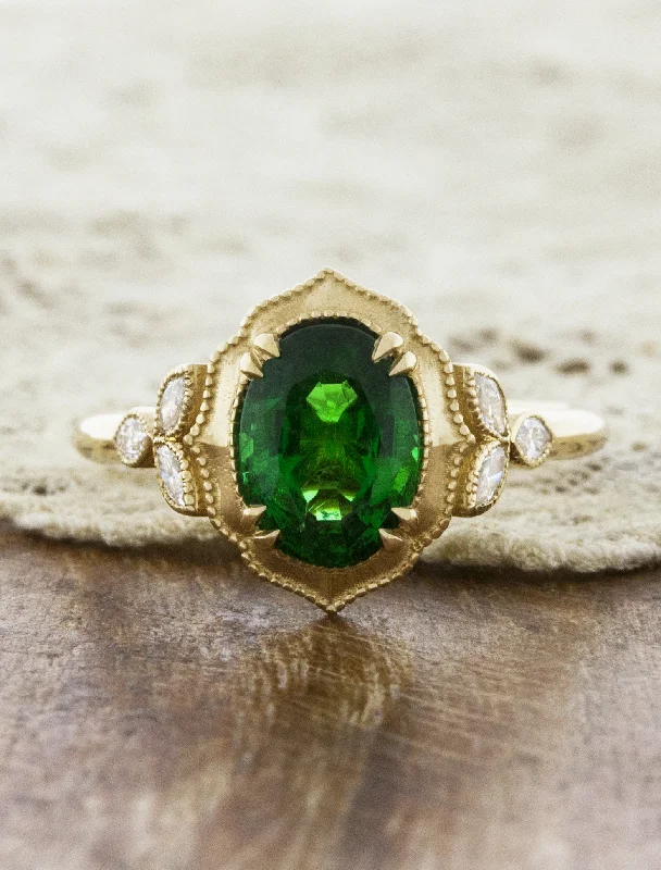 eco-friendly engagement rings for women -Judi - Emerald