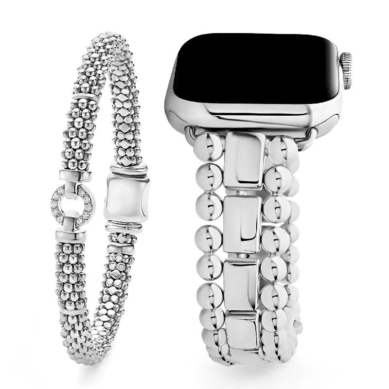 bold statement bangles for women -Smart Caviar Caviar Beaded Diamond Bracelet Gift Set