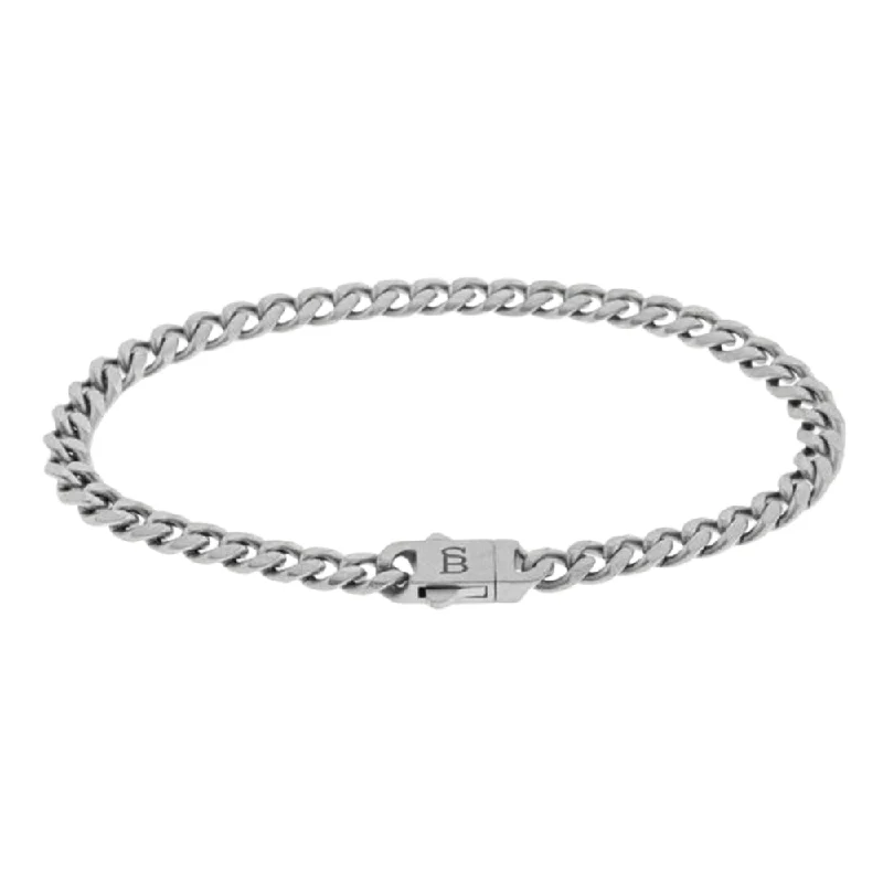 vintage bracelets for women -Matte Curb Link Stainless Steel Bracelet - "Svelte Stephen"