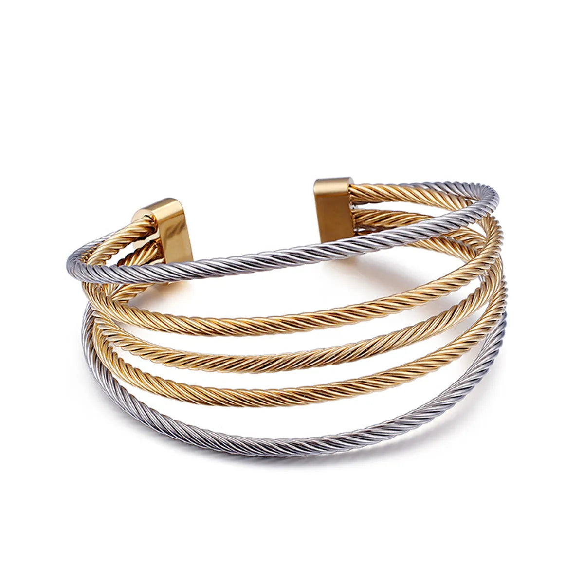 minimalist bracelets for women -European And American Jewelry Simple Fashion C-shaped Opening Multi-layer Women's Bracelet