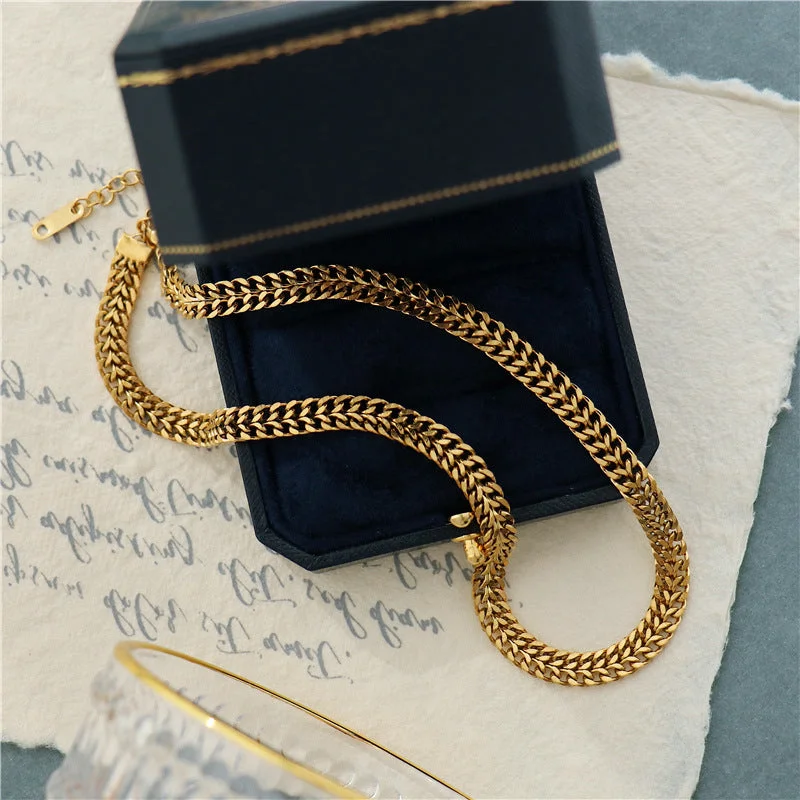 K239 Braided Chain Necklace Gold