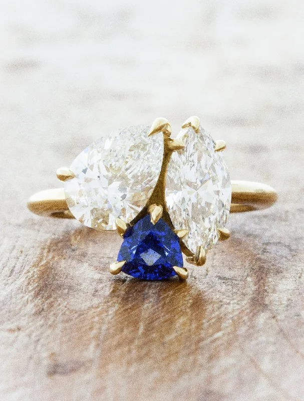 diamond engagement rings for women -Azure - Lab Grown Diamond & Sapphire Cluster Ring