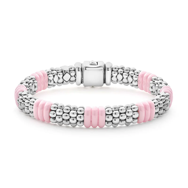 geometric bracelets for women -Pink Caviar Pink Ceramic Caviar Beaded Bracelet | 9mm