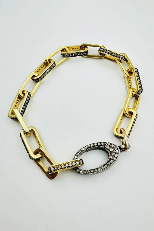 delicate bracelets for women -DIAMOND LINK AND CLASP BRACELET