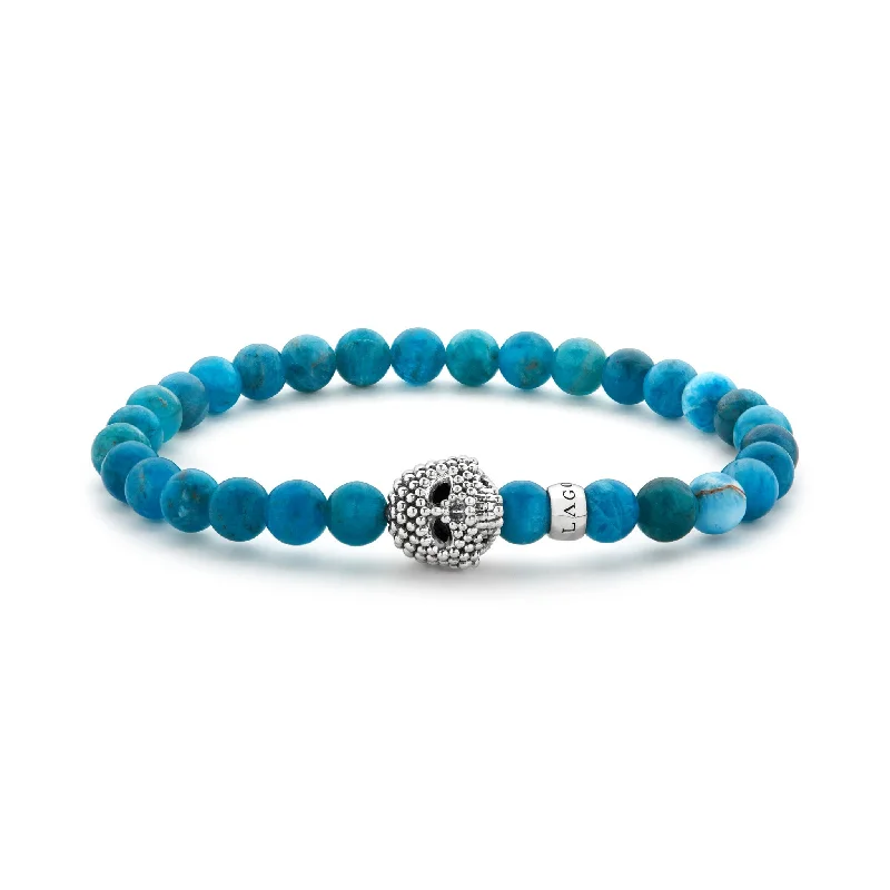 celestial bracelets for women -Anthem Blue Apatite Skull Bracelet