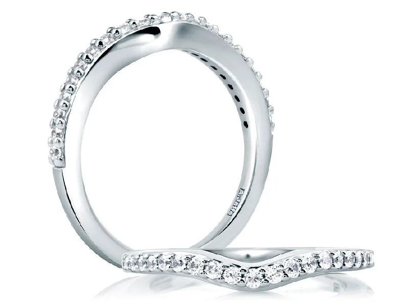 moissanite engagement rings for women -A. Jaffe Curved Wedding Band in 14K White Gold