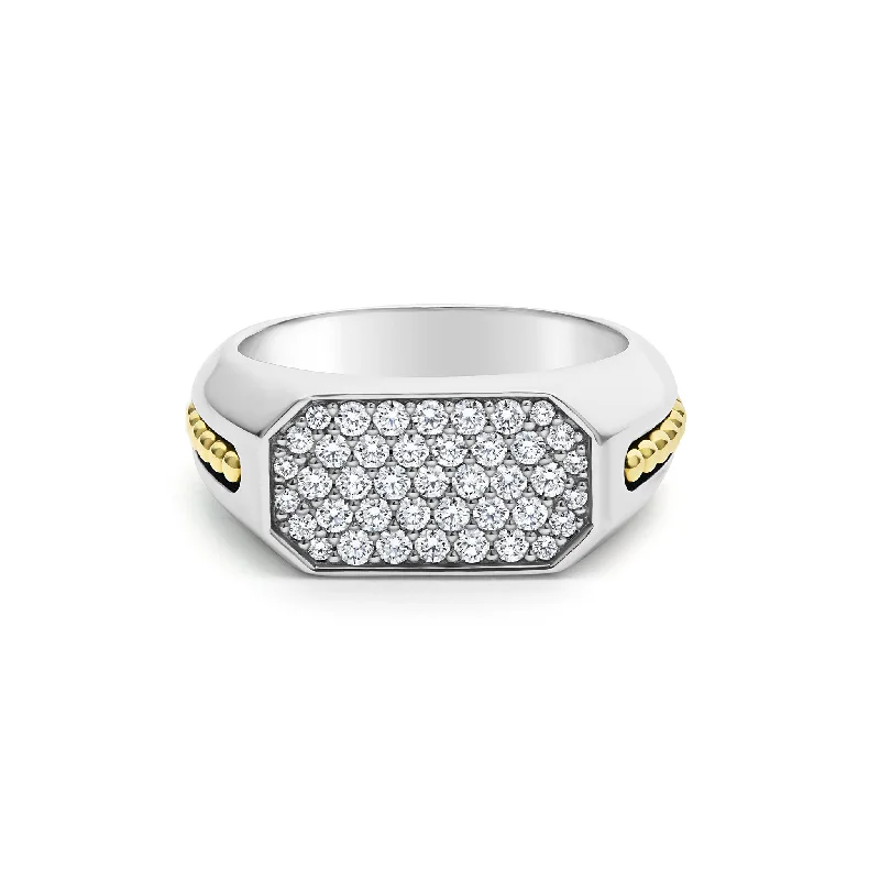 platinum engagement rings for women -Anthem Two-Tone Octagon Diamond Ring