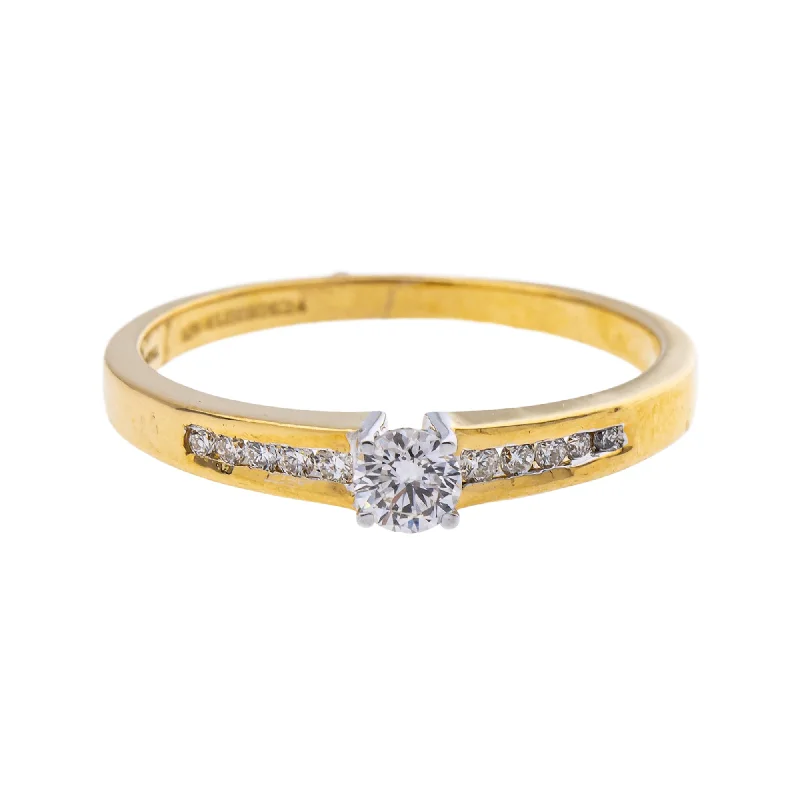 18k gold engagement rings for women -18K Multi-Tone Gold & 0.27 Carat Diamond Ring in Size 6.5 (2.44gm)