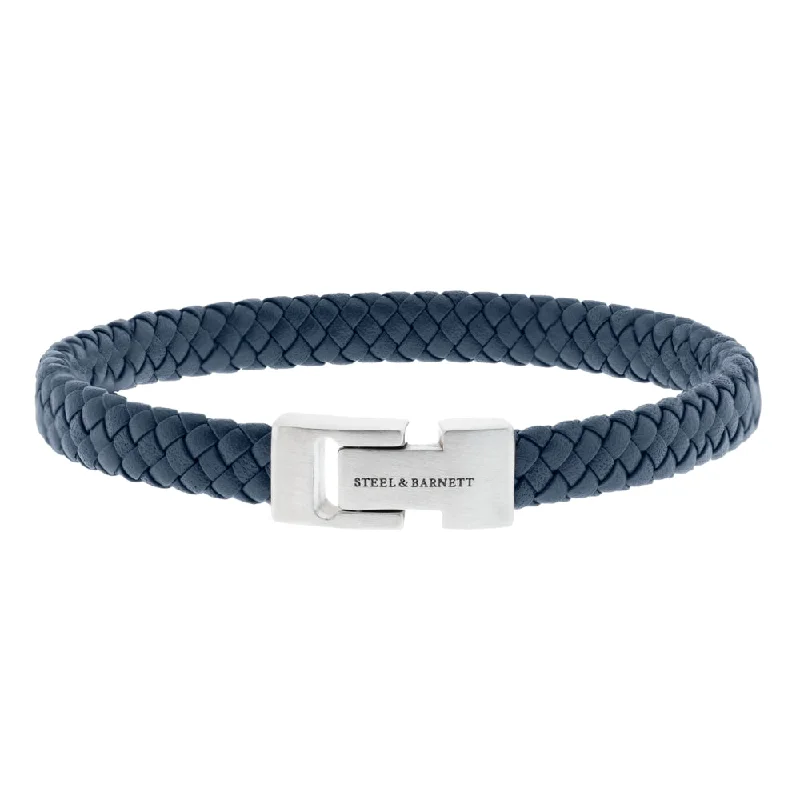 bridal bracelets for women -"Archie" Denim Blue Leather Bracelet by Steel & Barnett