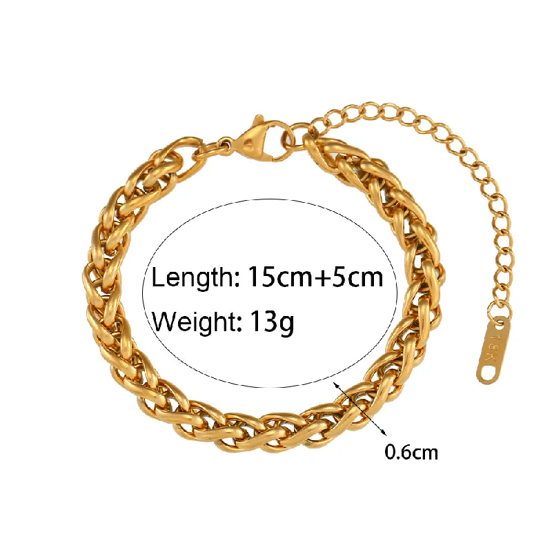 6mm Basket Chain Bracelet 16cm 5cm-Gold