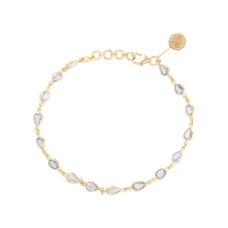 bar bracelets for women -Blue Sapphire Link to Link Bracelet In 18K Yellow Gold