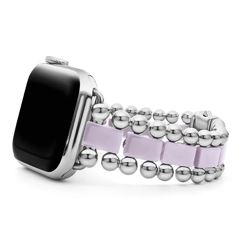 bridesmaid bracelets for women -Smart Caviar Lilac Ceramic and Stainless Steel Watch Bracelet-38-45mm