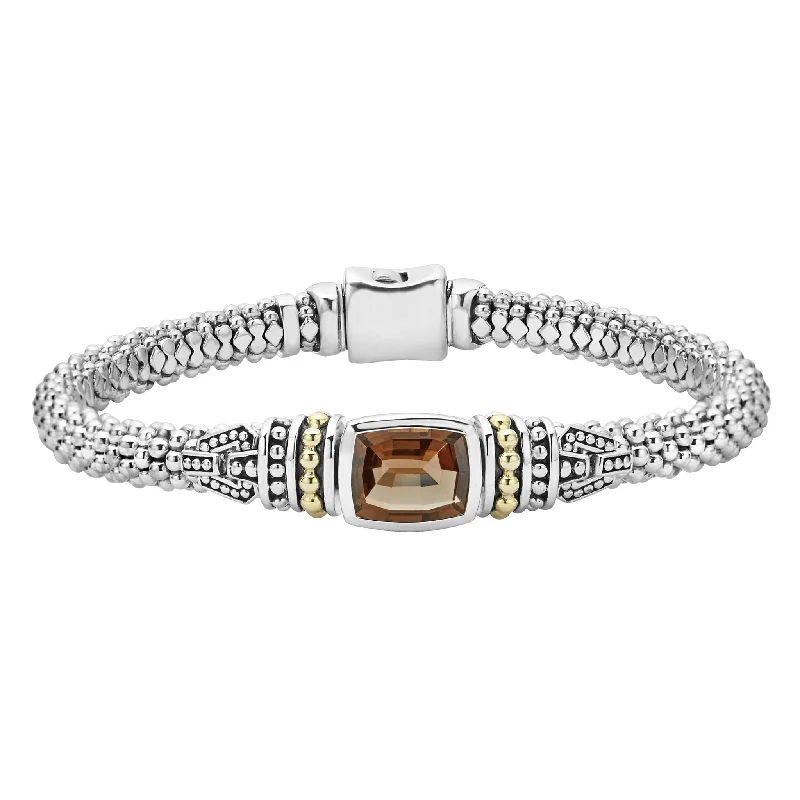 rectangular bangles for women -Caviar Color Smokey Quartz Gemstone Caviar Bracelet