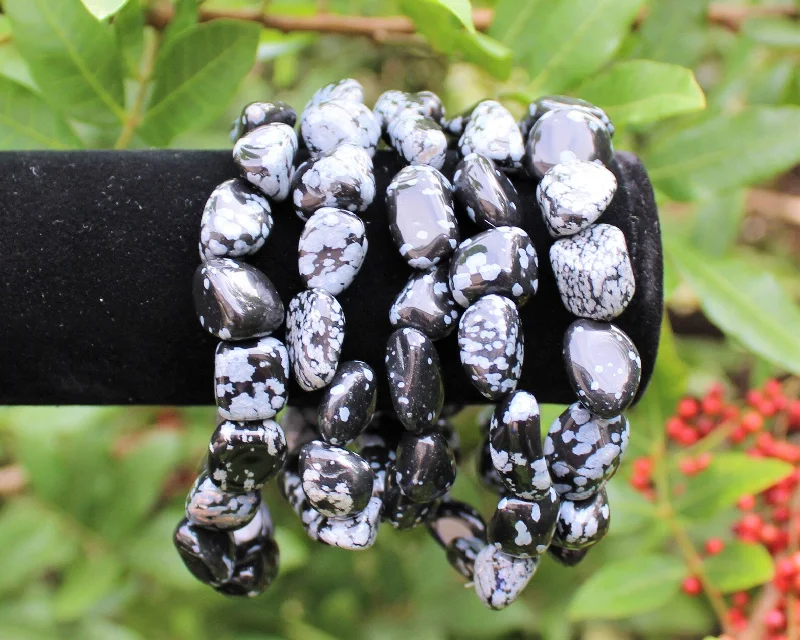 unique designer bracelets for women -Gemstone Bracelet w/Snowflake Obsidian stones