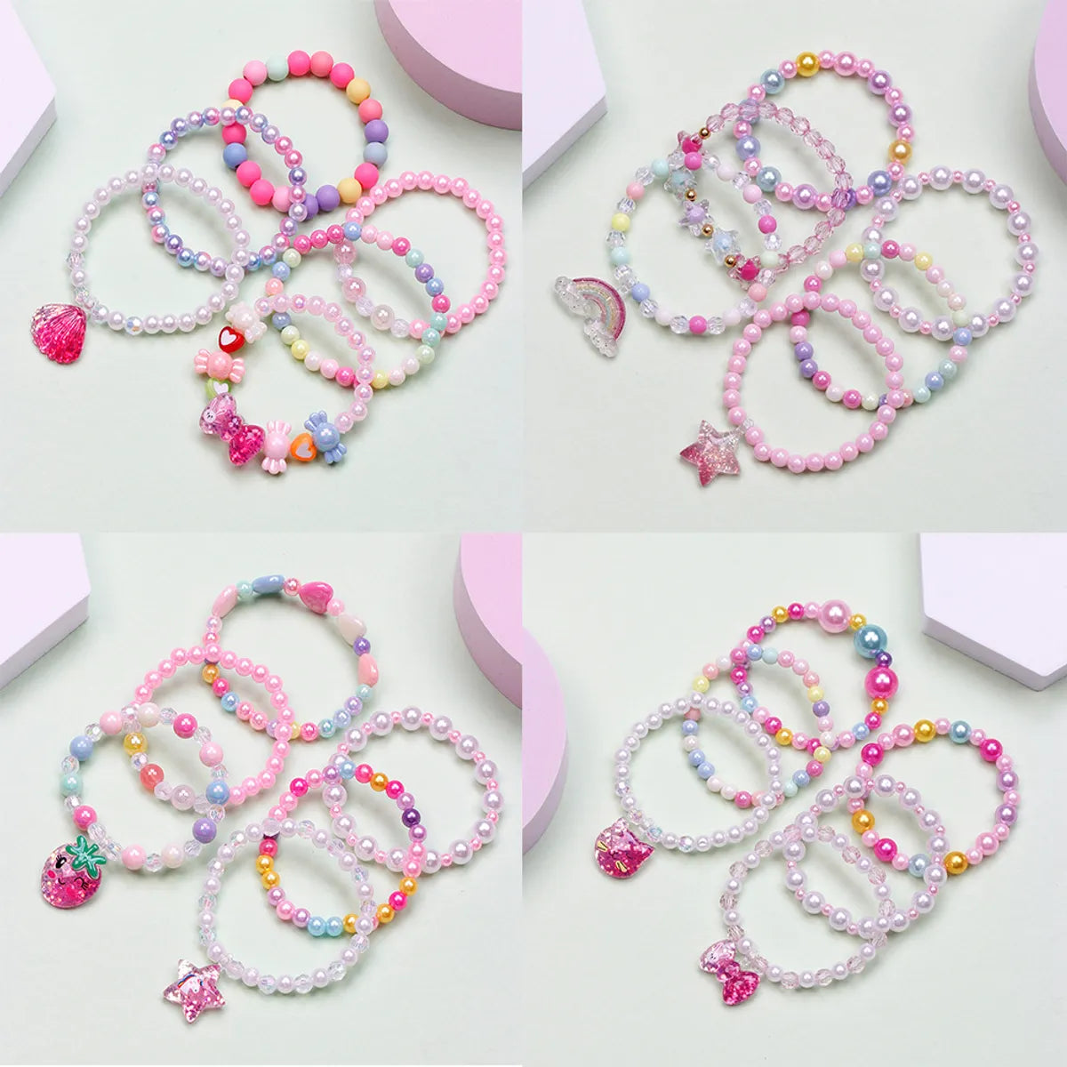 vintage bracelets for women -Fashion Letter Butterfly Plastic Beaded Kid'S Bracelets 6 Pieces